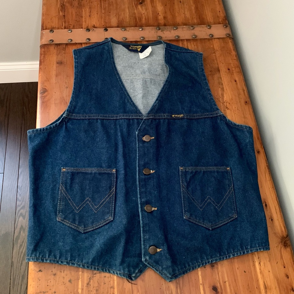 VINTAGE WRANGLER MENS DENIM COWBOY WESTERN VEST